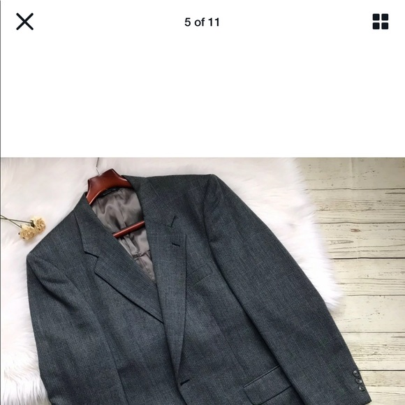 Vintage Burberry Blazer Sport Coat Blue Grey Sz 44 - Picture 5 of 11
